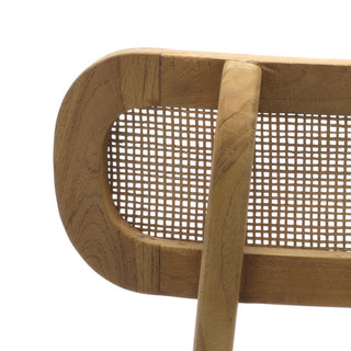 Nova Teakholz Stuhl mit Rattan Rückenlehne – Handgefertigter Designstuhl