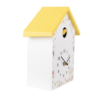 Clayre & Eef Kuckucksuhr Weiß – Moderne Wanduhr mit Kuckucksruf | Design Wanduhr 26 cm