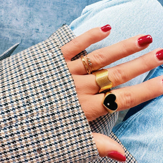 Stahlring Herz - schwarz