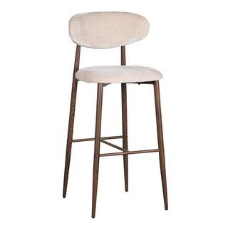 Japandi Barstuhl Beige Braun – Design Barhocker mit Rückenlehne | Pole to Pole Okura Barstuhl(Set von 2)