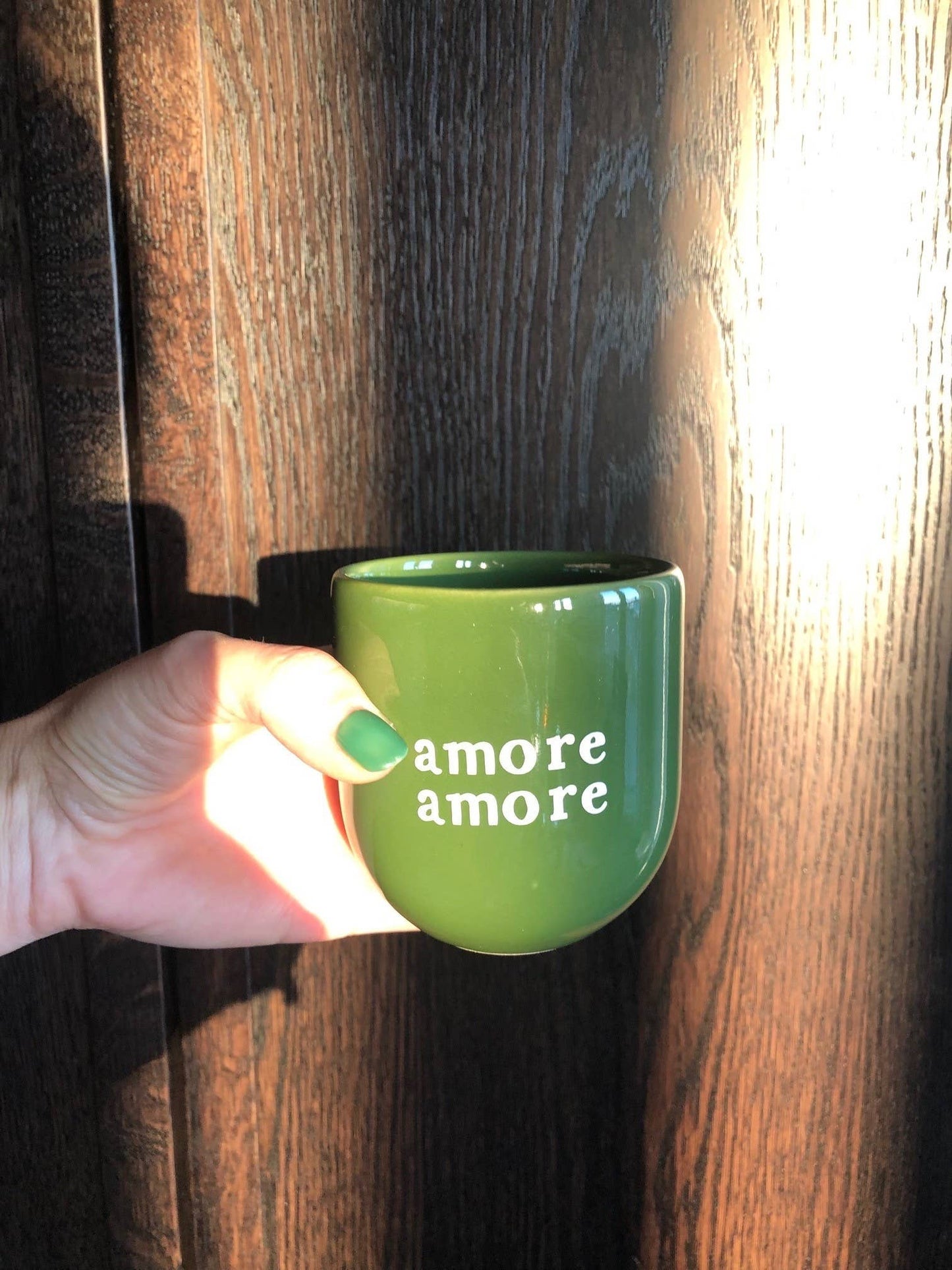 Kaffeebecher Keramik "Amore Amore" grün