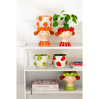 Blumentopf „Orange Girl“ 2er Set Keramik – dekorativer Pflanztopf modern & außergewöhnliche Deko