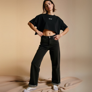 Statement Crop T-Shirt "GOOD GIRL - BAD HABITS" - White