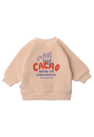 Mini Sweatshirt “Cacao before Chaos” beige