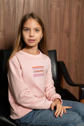Schulkind Pullover aus Baumwolle – Bestickter Pullover zur Einschulung in Rosa