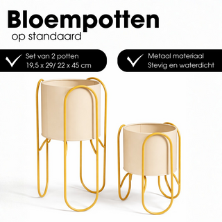 Blumentopf Set Gelb mit Ständer – 2er Pflanzenständer Metall | Mica Decorations Donau