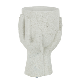 J-Line Blumentopf Weiß aus Zement – moderne Deko Vase 19 cm