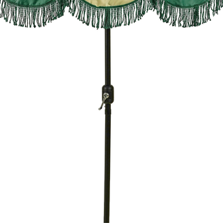 Sonnenschirm Grün gestreift mit Fransen – Outdoor Deko modern Balkon & Terrasse Ø235 cm
