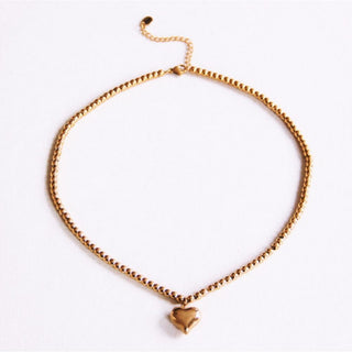 XL Perlenkette mit Herz Anhänger aus Edelstahl – Statement Halskette für Damen