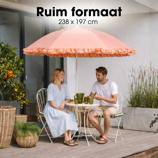 Sonnenschirm Pfirsich mit Rüschen – Outdoor Deko modern Balkon & Terrasse Ø195 cm