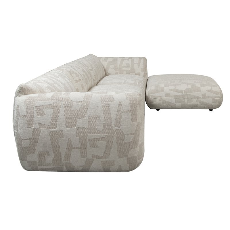 Sofa Amsterdam 4-Sitzer + Ottomane Weiße Glyphen