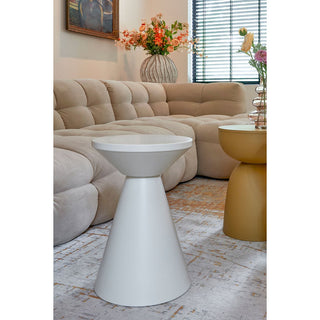 Jim Beistelltisch Rund Weiß/Beige – Minimalistischer Metall-Seitentisch aus Eisen Ø30,5 cm