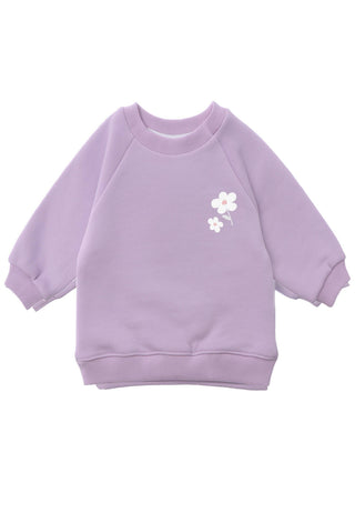 Pullover in lila für Kinder mit weißen Gänseblümchen