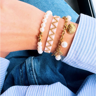 Link Armband aus Edelstahl mit Ozeanreihen – Verstellbar & wasserfest | Bazou