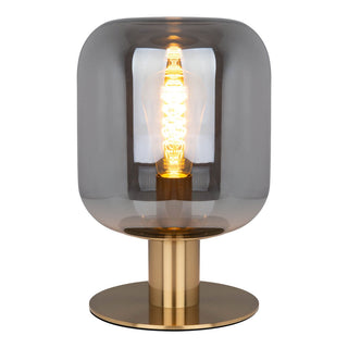 Tischleuchte Alessio – Rauchglas & Gold, 30 cm, E14