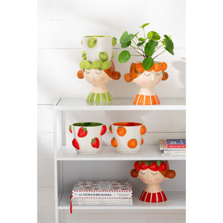 Blumentopf „Orange Girl“ 2er Set Keramik – dekorativer Pflanztopf modern & außergewöhnliche Deko