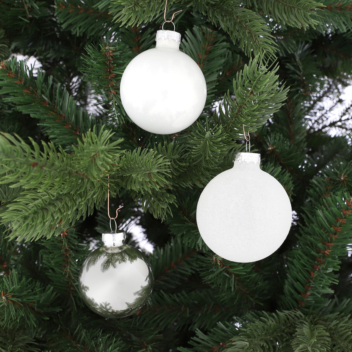 Christmas Balls Set - 26 Pieces - Ø7 cm - Glass - White