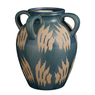 Mica Decorations – Caldo Vase aus Keramik in Dunkelblau/Beige (H 36 x Ø 28 cm)
