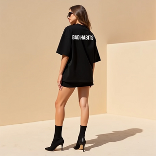 Oversized T-Shirt „GOOD GIRL BAD HABITS“ – 100 % Heavy Weight Baumwolle (300 GSM) | Lässig & stylisch
