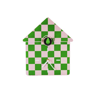 Housevitamin Wanduhr Kuckucks-Design – Grün/Pink, 24x27x9 cm