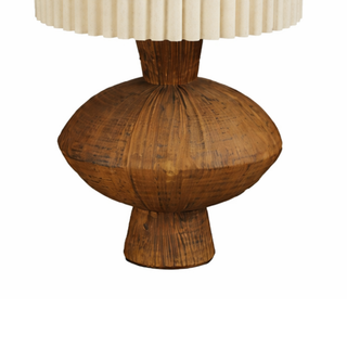 Mica Decorations Frey Tischlampe Braun – Plissierter Lampenschirm, E27, H51 cm – Dekorative Nachttischlampe & Wohnzimmerlampe