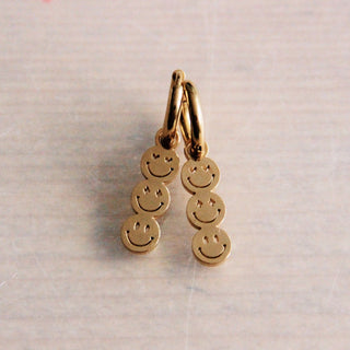 Creolen aus Edelstahl mit 3 Smileys – Gold