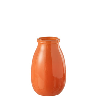 Vase, Keramik, orangefarben, weißer Hintergrund