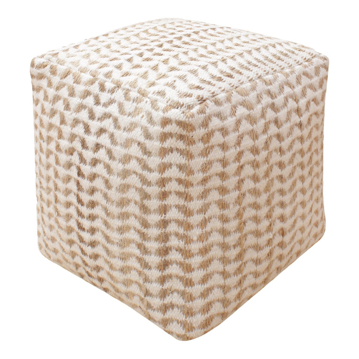 Vapi Pouf – Pouf, handgewebt, Natur/Elfenbein, 40x40 cm