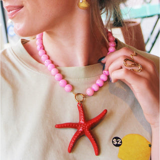 Starfish XL Charm – roter XL-Anhänger (7 cm) für Perlenketten von Bazou