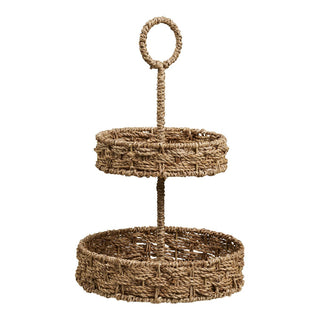 Rifbjerg Tablett aus Seegras Ø25 x 40,5 cm – Natürliches Dekotablett & Serviertablett im skandinavischen Boho Stil