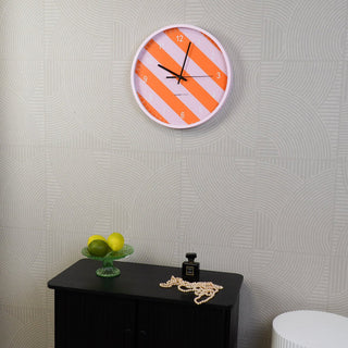 Uhr - Wanduhr - gestreiftes Muster -orange/rosa -34x4x34cm