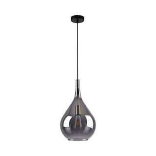 Pendelleuchte "Gota", Retro Klassiker Pendellampe aus schwarzem Rauchglas Ø 25 cm, mit E27-Fassungen, 150 hoch, ideal für Esszimmer, Wohnzimmer und Küche.
