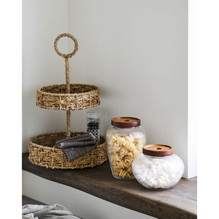 Rifbjerg Tablett aus Seegras Ø25 x 40,5 cm – Natürliches Dekotablett & Serviertablett im skandinavischen Boho Stil