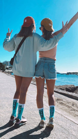 Girl Power Sportsocken Blau – Superweiche PEGADA SOCKS für Sport & Alltag “Girl Power”