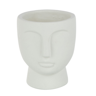 J-Line Blumentopf Weiß aus Zement – moderne Vase & Pflanzgefäß 22 cm