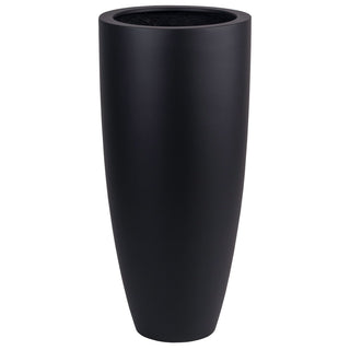 Fiberstone Pflanztopf Kentucky Schwarz – Indoor & Outdoor Design-Blumentopf | Vase The World (Ø47 H100 / Ø36,5 H80)
