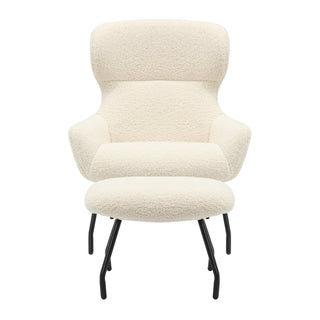 SalesFever Sessel mit Hocker – Teddyfell Loungesessel Set
