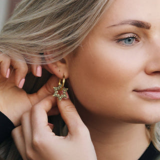 Edelstahl-Reifen mit Kristallstern – schwarz/gold