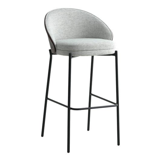 Canelas Bar Chair – Barstuhl, hellgrau mit dunkelbrauner Rückenlehne und schwarzen Beinen – 2er-Set