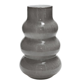 Lomami Glasvase Grau 30 cm – Handgefertigte Designer Vase aus dickem Glas | Vase The World