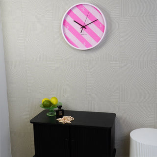 Uhr - Wanduhr - gestreiftes Muster - Pink - 35x35x4cm
