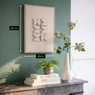 Moderne Wanddekoration Hellgrau 60x40 cm – Wandbild mit Halbkreis Relief | Mica Decorations