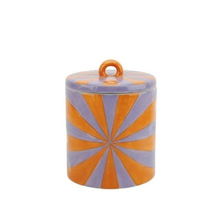 Candy Swirl Dekoglas mit Deckel – Buntes Aufbewahrungsglas im Wirbel-Design | Housevitamin - Orange/Lila - 11x11x14,5 cm