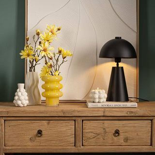 Gestreifte Glas Vase Gelb Apricot – Moderne Vase für Blumen & Wohnzimmer Deko 20 cm