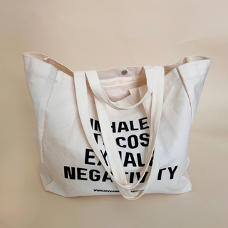 „INHALE TACOS – EXHALE NEGATIVITY“ Tote Bag – Canvas Stofftasche aus Baumwolle | Statement Shopper von GOOD GIRL BAD HABITS
