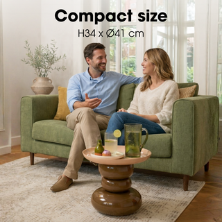 Zita Beistelltisch rund Braun-Creme 41 cm – Mica Decorations