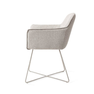 Jesper Home Hofu Esszimmerstuhl mit Armlehne – moderner Polsterstuhl in Braun & Beige