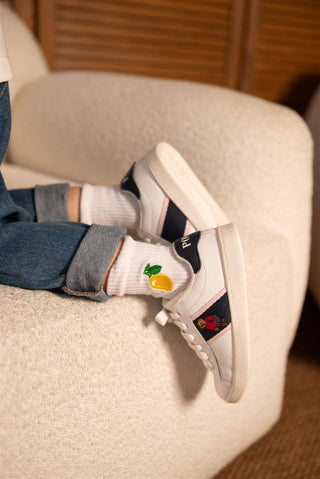 Lemon & Co Socken Zitrone – Bestickte Baumwollsocken für Kinder & Erwachsene – Family Look