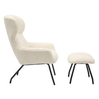 SalesFever Sessel mit Hocker – Teddyfell Loungesessel Set