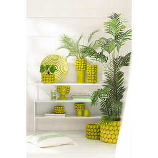 Blumentopf Lime Girl aus Keramik in Grün – Moderner Design-Blumentopf von J-Line Ø 16,5 cm